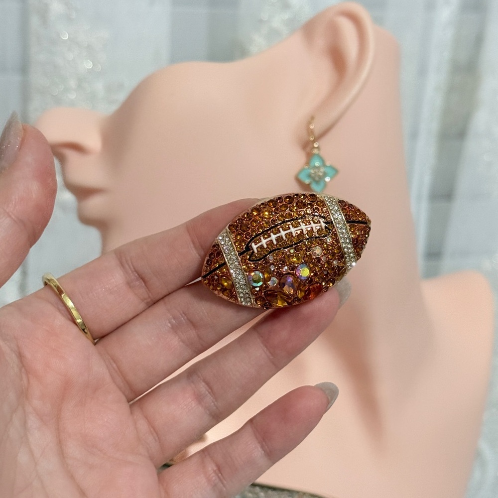 Rhinestone Football Brooch - Picture 5 of 5